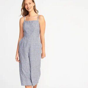 New Old Navy striped jumpsuit, blue, white striped, size large